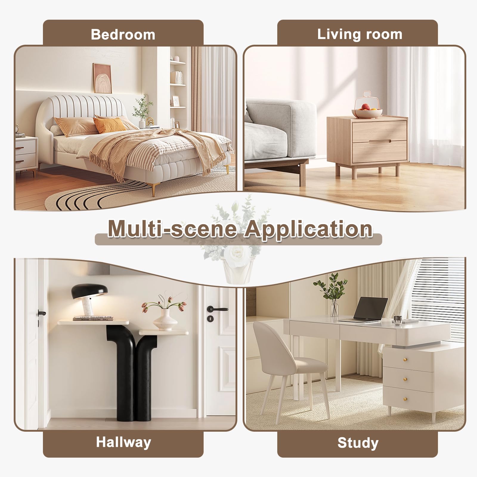 EUGAD Set di 2 Comodini a 3 Ripiani, Tavolini da Notte Bianchi Moderni per Camera da Letto, Mobili Salvaspazio, in Legno, 35x35x41,5 cm