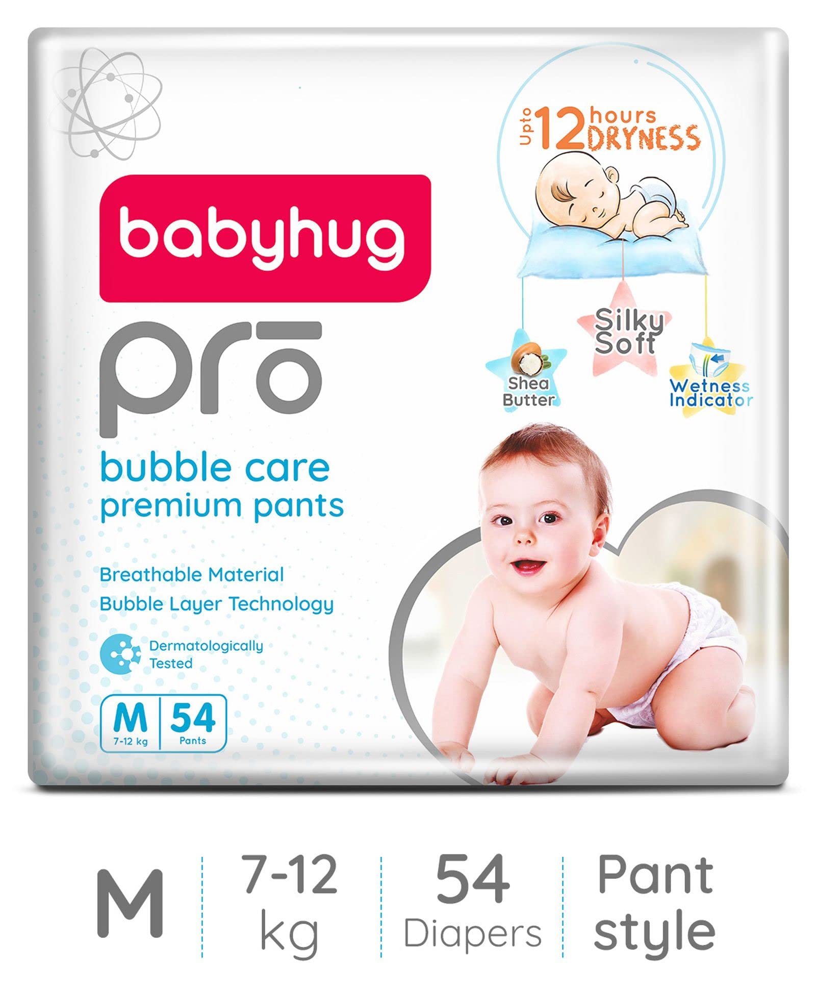 babyhug Unisex Pro Bubble Care Premium Pant Style *Diaper* Medium (M) Size - 54 Pieces, 1 count
