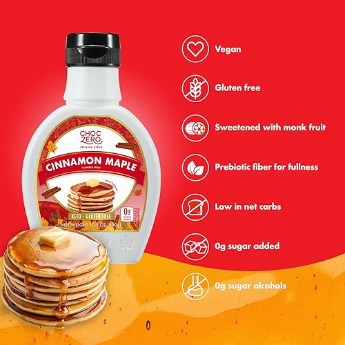 Miniatura 7 de ChocZero Jarabe de arce sin azúcar bajo en carbohidratos sin alcohol sin gluten sin conservantes sin OMG jarabe de postre y desayuno 1 botella 12