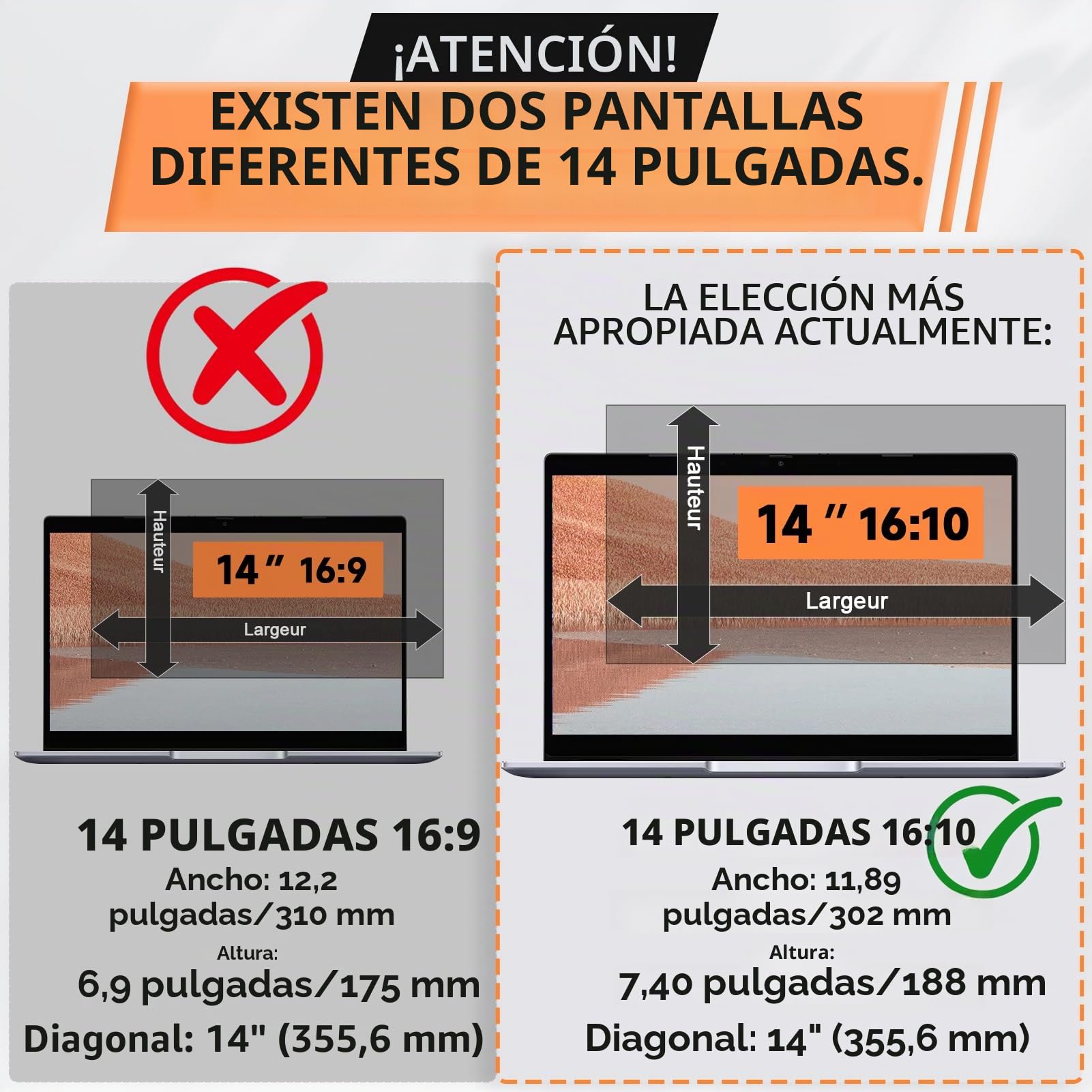 Filtro magnético de privacidad de 14 pulgadas 16:10, Filtros de pantalla para ordenador portátil con HP/Dell/Acer/Lenovo/Thinkpad/Samsung/ASUS/Sony, Installazione Immediata, Película protectora