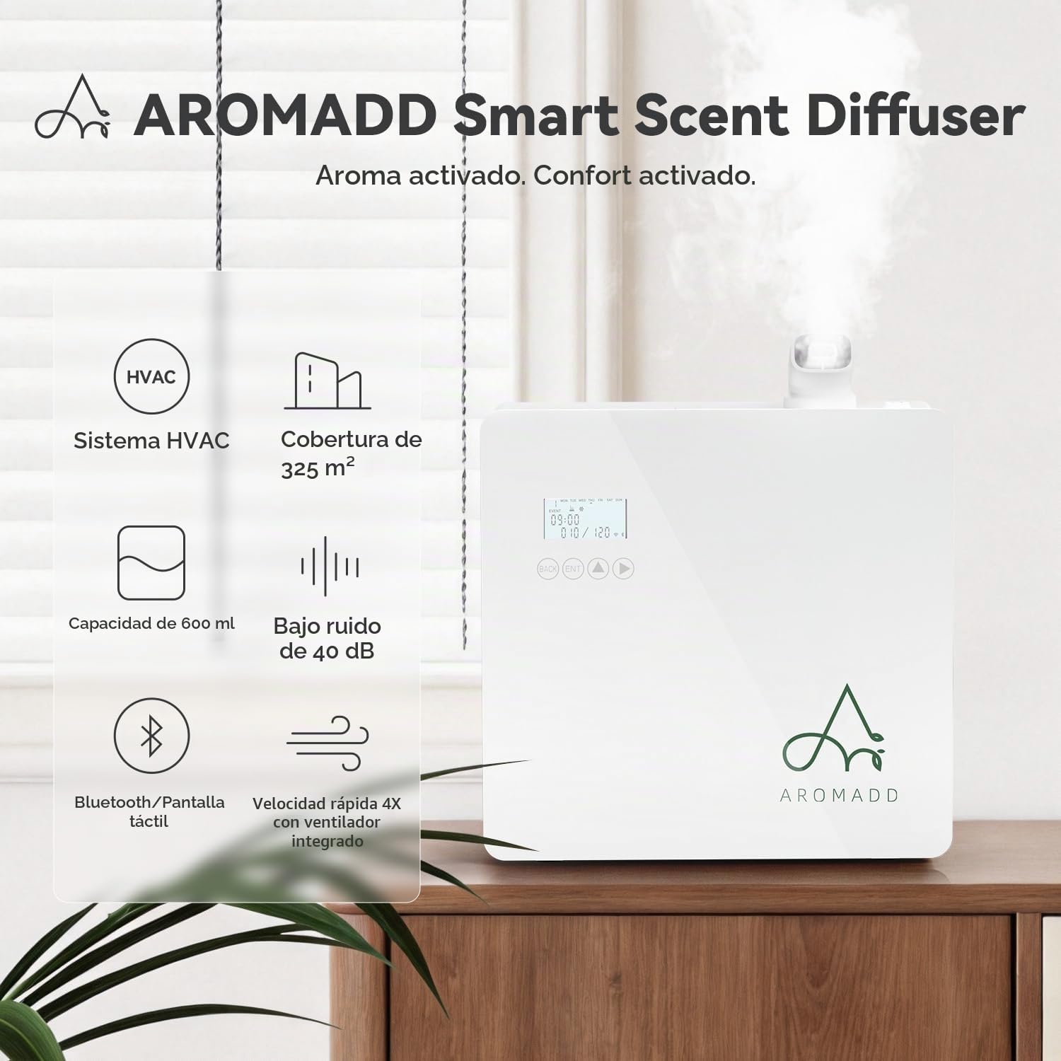 AROMADD Difusor de aroma inteligente de 3500 pies cuadrados, sistema HVAC