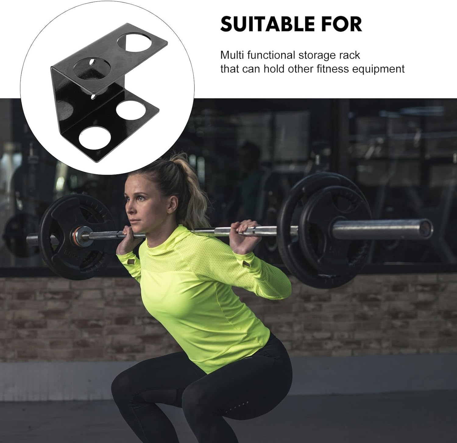 Wall Mounted Barbell Rack Weight Bar Hanger Double Hook Steel Storage Stand Gym Equipment Organizer for Home Workout