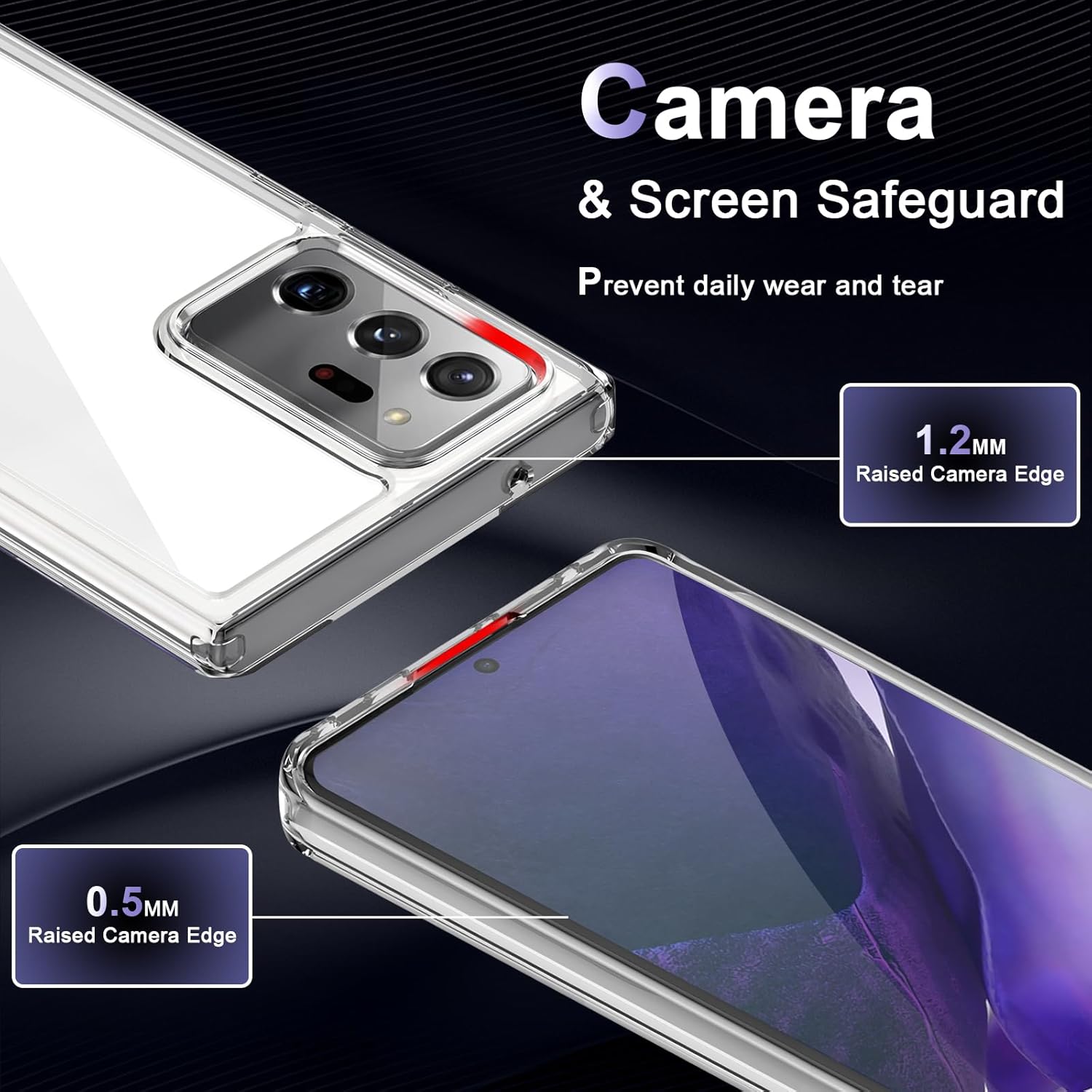 Case for Samsung Galaxy Note 20 Ultra, Military Grade Drop Protection Phone Case, Yellowing Resistant, Anti-Scratch Hard PC Back, Shockproof Hard Ultra-Thin Protective Cover, Clear - Image 5