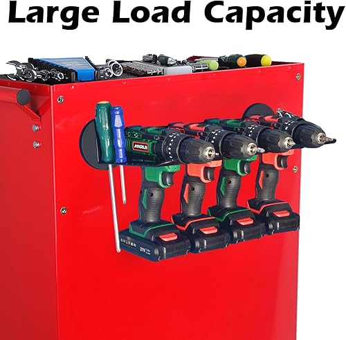 Vista 4 de MUTUACTOR Organizador de herramientas eléctricas y soporte magnético para herramientas de taladro, 1 soporte magnético de alta resistencia, estante