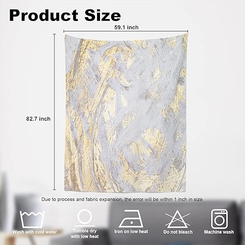 Miniatura 5 de Shrahala Tapiz de pared abstracto de pintura retro, pintado al óleo de oro blanco, rústico, tapiz grande para colgar en la pared, tapiz decorativo