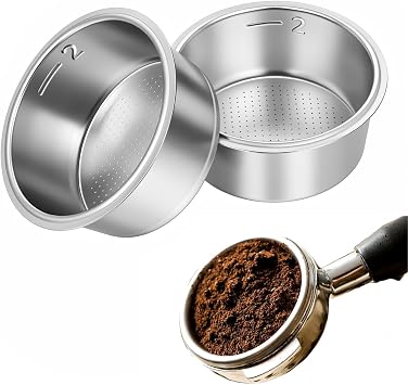 2 Pcs 51mm Portafilter Basket, Espresso Basket for Espresso Machines, Compatible with 51mm Portafilter, Replacement Part, Easy to Clean