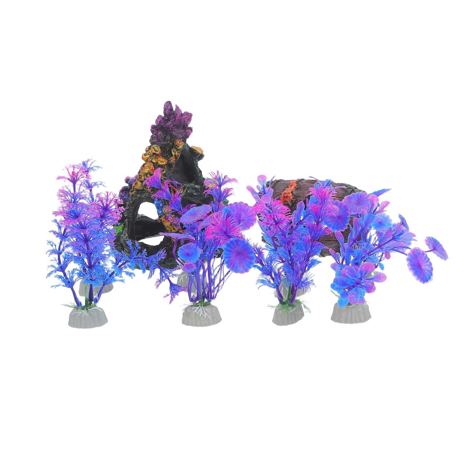 Set di 10 Decorazioni per Acquario, Decorazione per Acquario con Montagna corallina Colorata, Accessori per per Pesci Betta, Piante acquatiche, Decorazione per