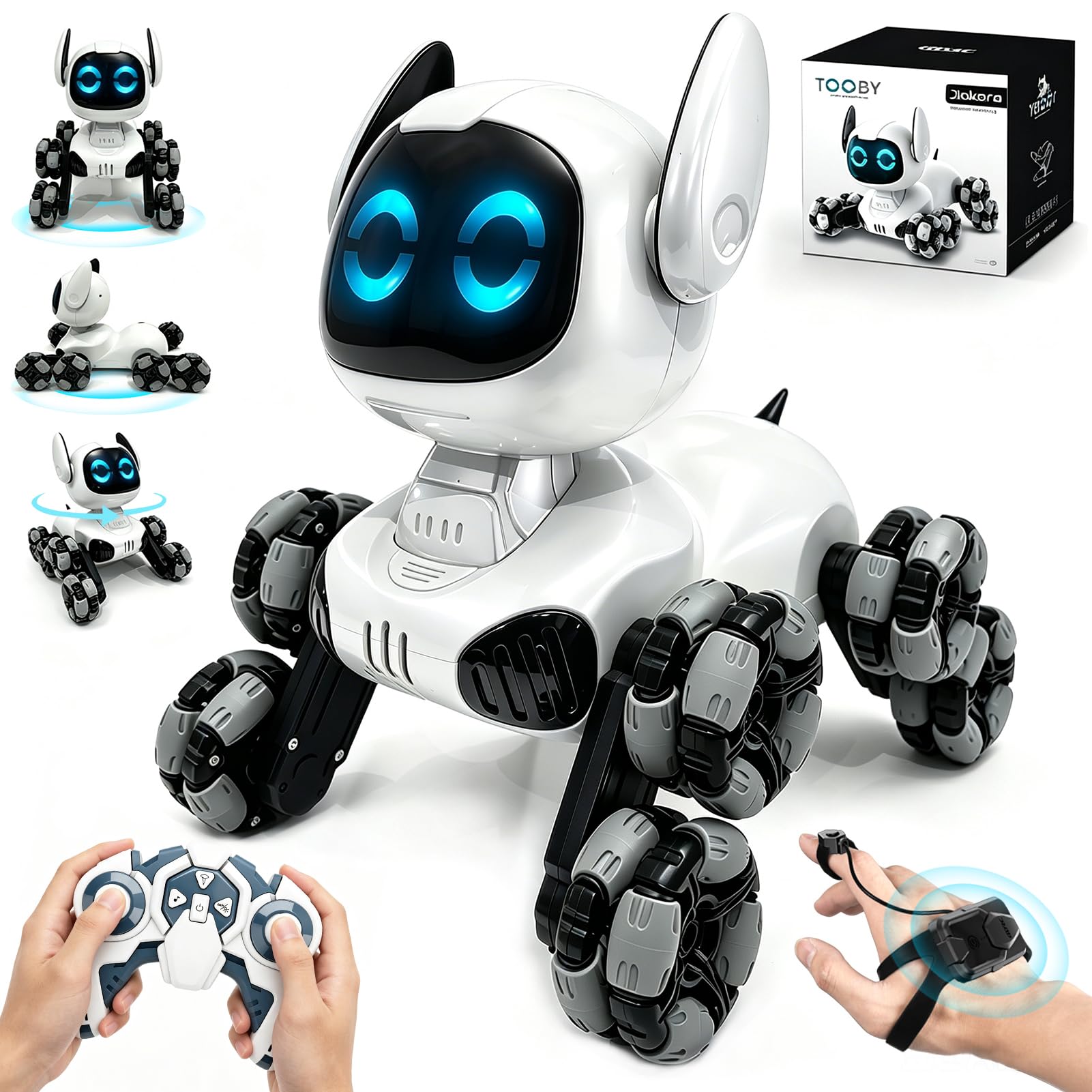 Jiakora Robot Giocattolo, Cane Robot 8WD Macchina Telecomandata per Bambini