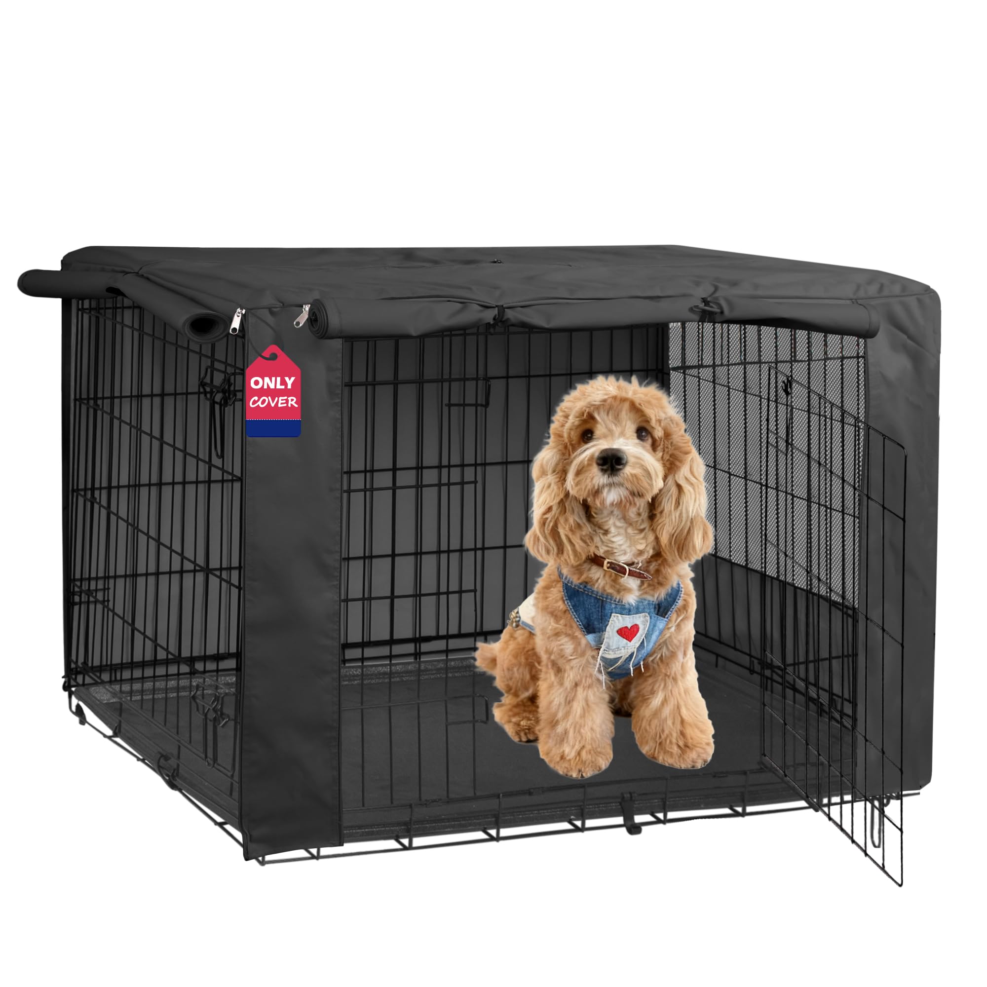 HiCaptain - Funda Plegable de Metal para Jaula de Perro de 91,4 cm (Negro)