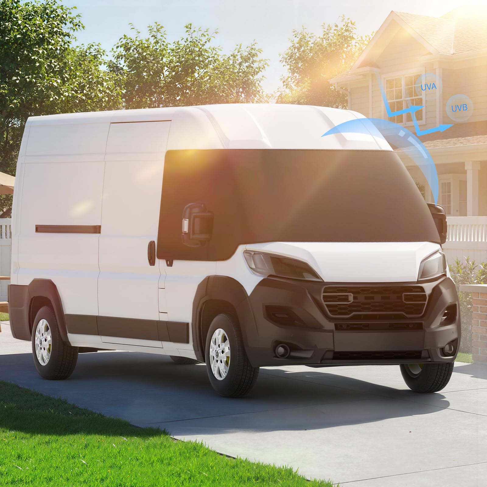 Sonnenschutz Frontscheibe Wohnmobil Außen Frontscheibenabdeckung Wohnmobil Frontscheibenabdeckung Ducato für F-iat Ducato UV-Schutz Wasserdicht schwarz