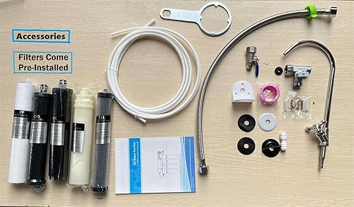 Miniatura 4 de PaniFlow - Sistema de filtro de agua, filtro de agua de ósmosis inversa de 5 etapas para fregadero, filtro de agua pur, 90 lh, purificador de agua