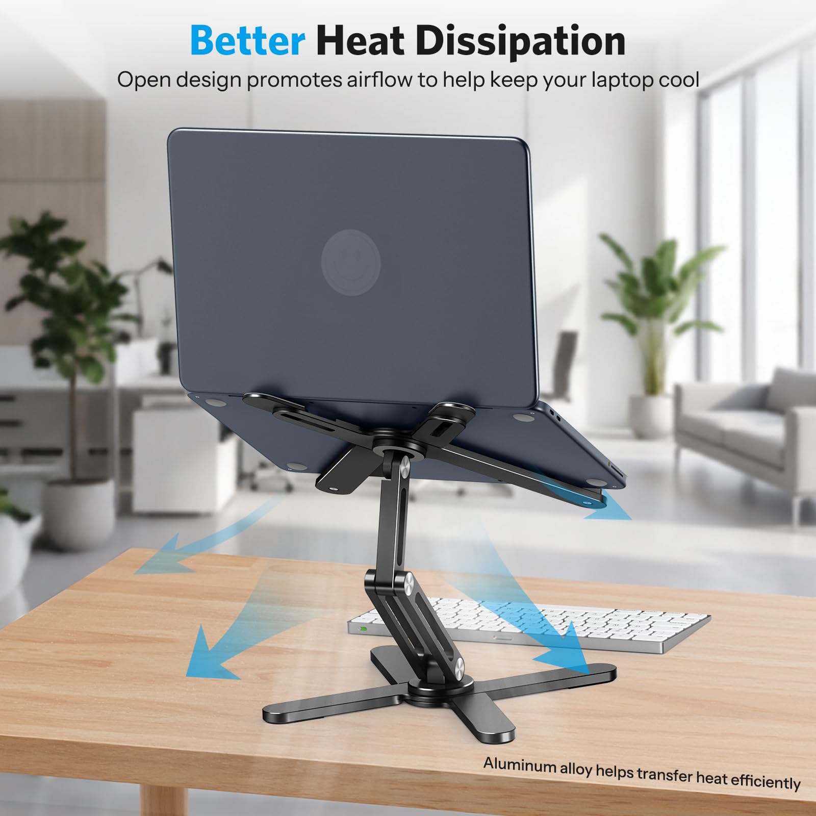 OMOTON Faltbarer Laptop Ständer 360° Drehbar, Aluminium, Schwarz