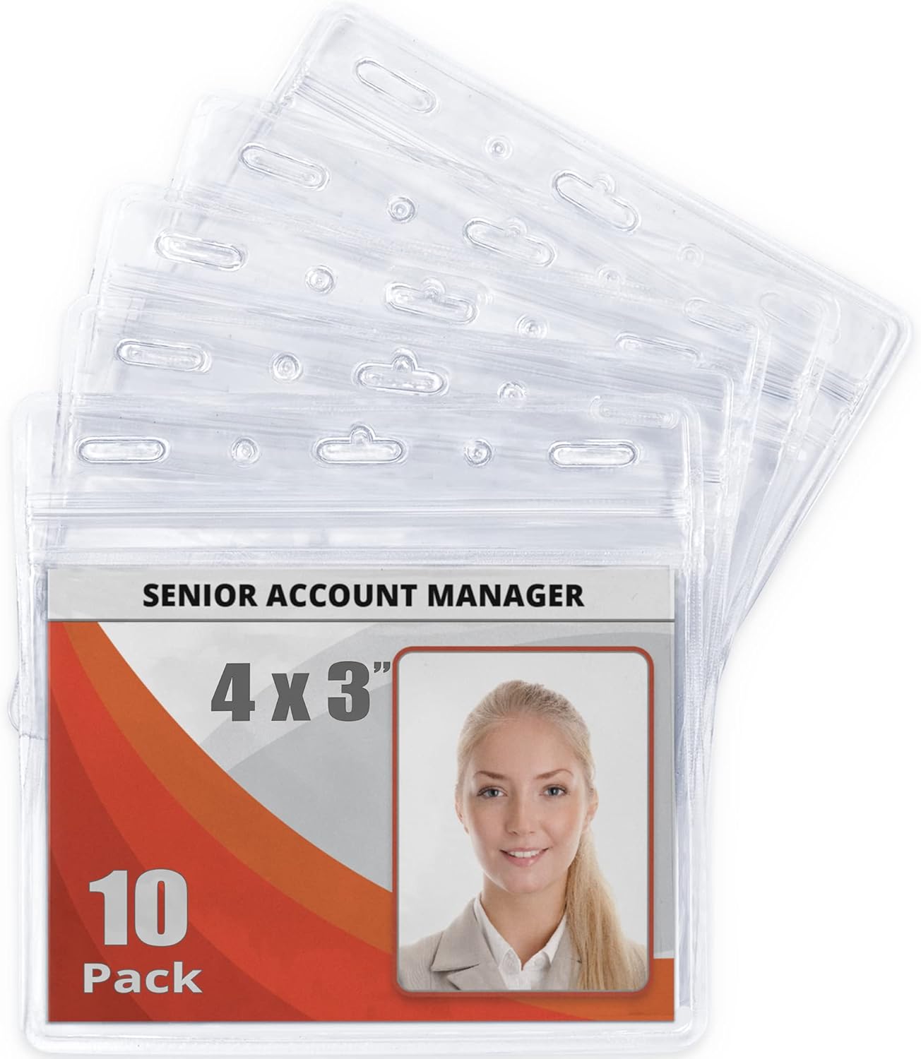 MIFFLIN Large Horizontal ID Name Badge Holder (Clear, 102x76 mm, 10