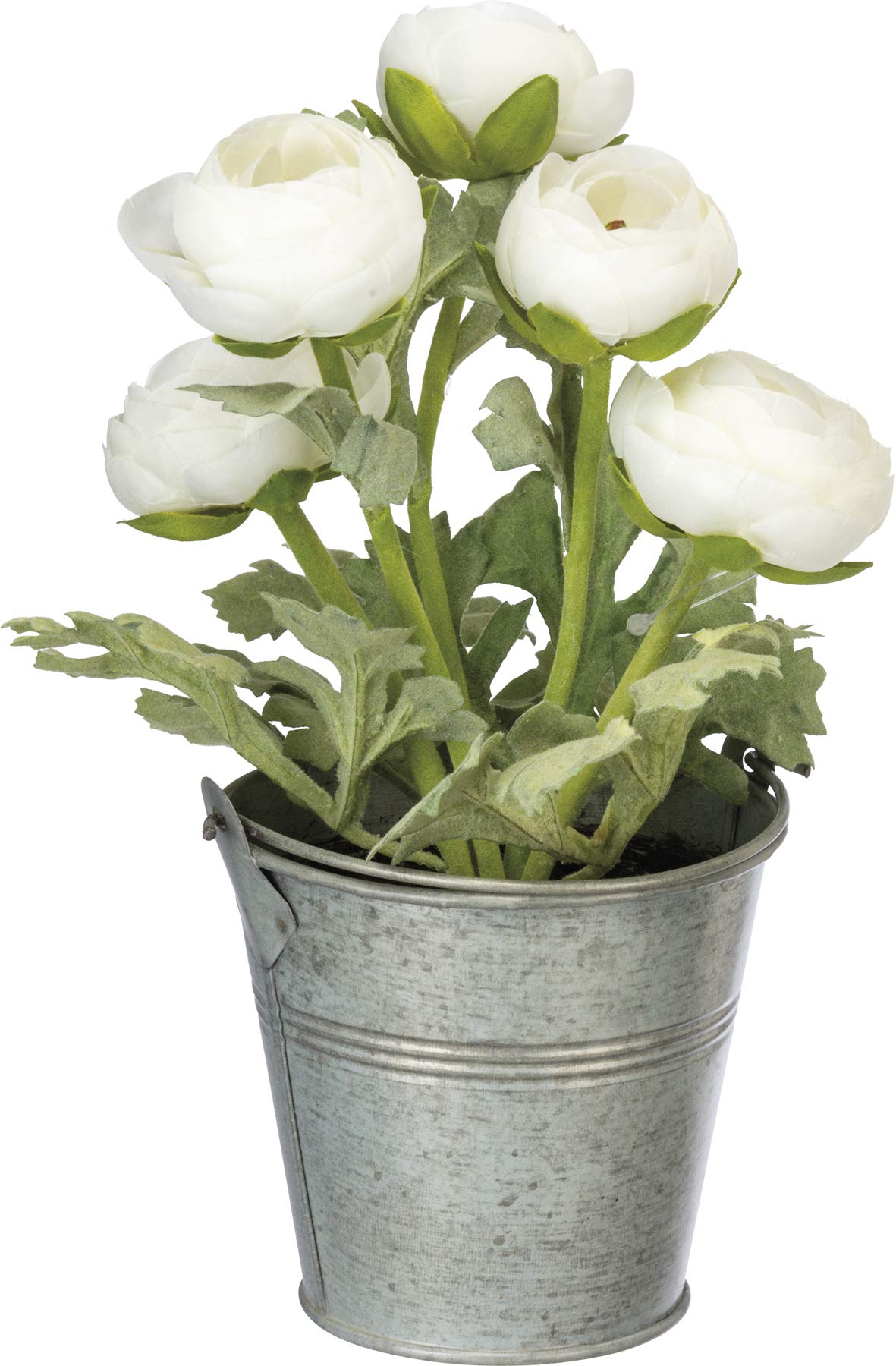 Primitives by KathyArtificial Flowers in Planter, White, Green Grey