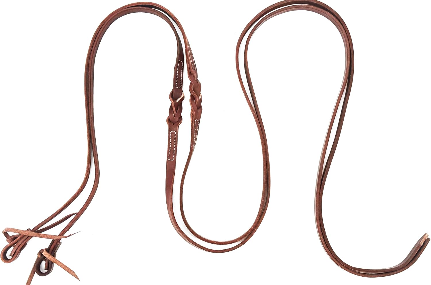 Jeereal Heavy Harness Split Reins,6.0mm Thickness, Heavy Oil Weighted 14-15oz,Broken in,Supple Leather Reins, 5/8" x 8',Brown