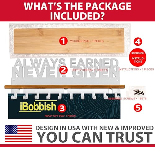 Vista 15 de Premium Trophy and Medal Display Shelf,Metal Trophy Shelf with Hooks Upgraded,Trophy Display,Sturdy Trophy Shelf with Hooks for Medals in Black