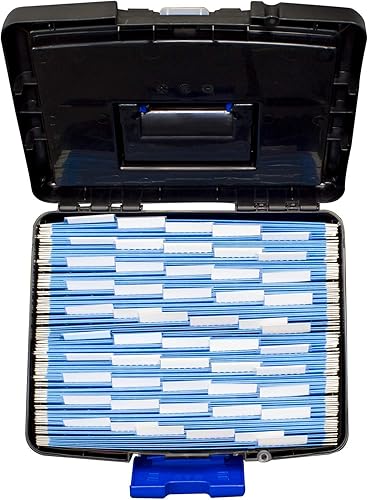 Miniatura 6 de Storex Caja de archivos portátil, con tapa de almacenamiento XL con cerradura y asa de transporte, negroazul, 10.9 x 11 x 13.25 pulgadas, paquete de