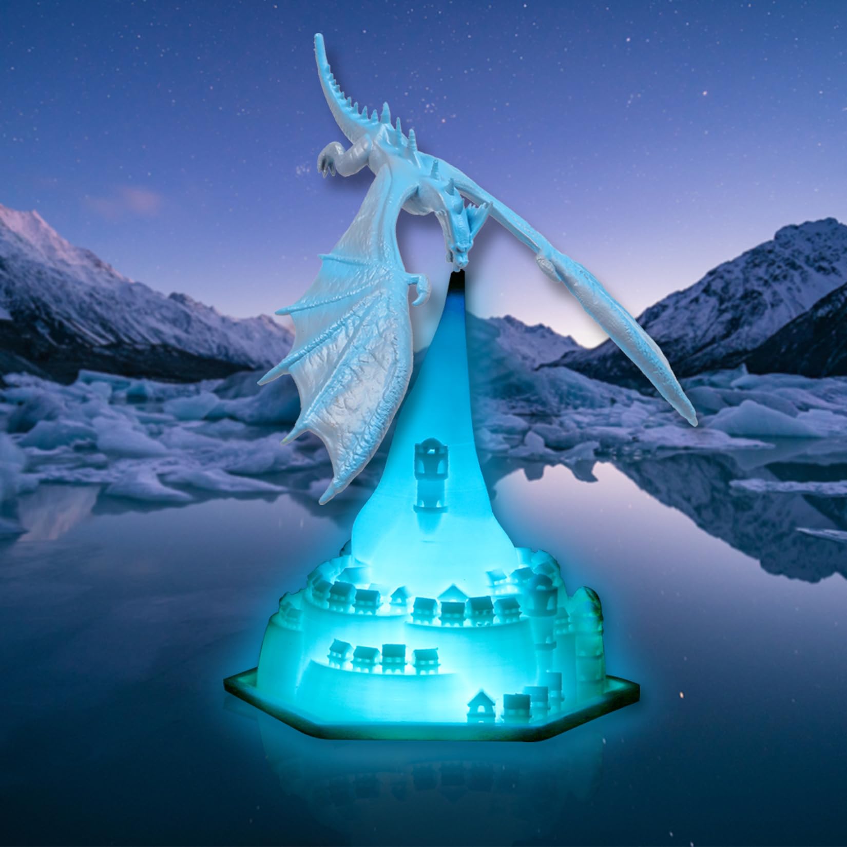 Ulalaza Fire Dragon lamp ice Dragon lamp 3D Printing Night lamp Moon lamp with USB Gift Suitable for Decorating Bedroom