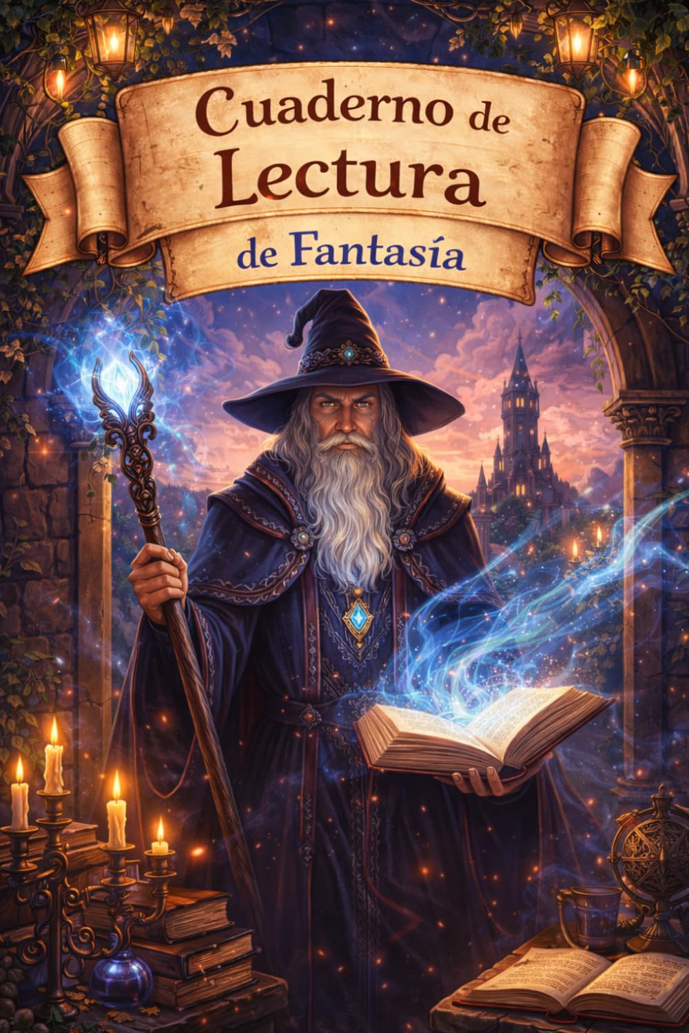 Cuaderno de Lecturas de Fantasía Mago con libro