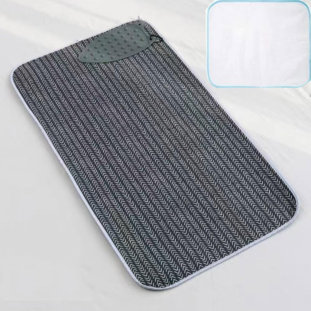 KFGISD, Travel Ironing Blanket, With Silicone Iron Rest Pad, Ironing Board Alternative Cover, Quilting ,Ironing Board Covers(Black)