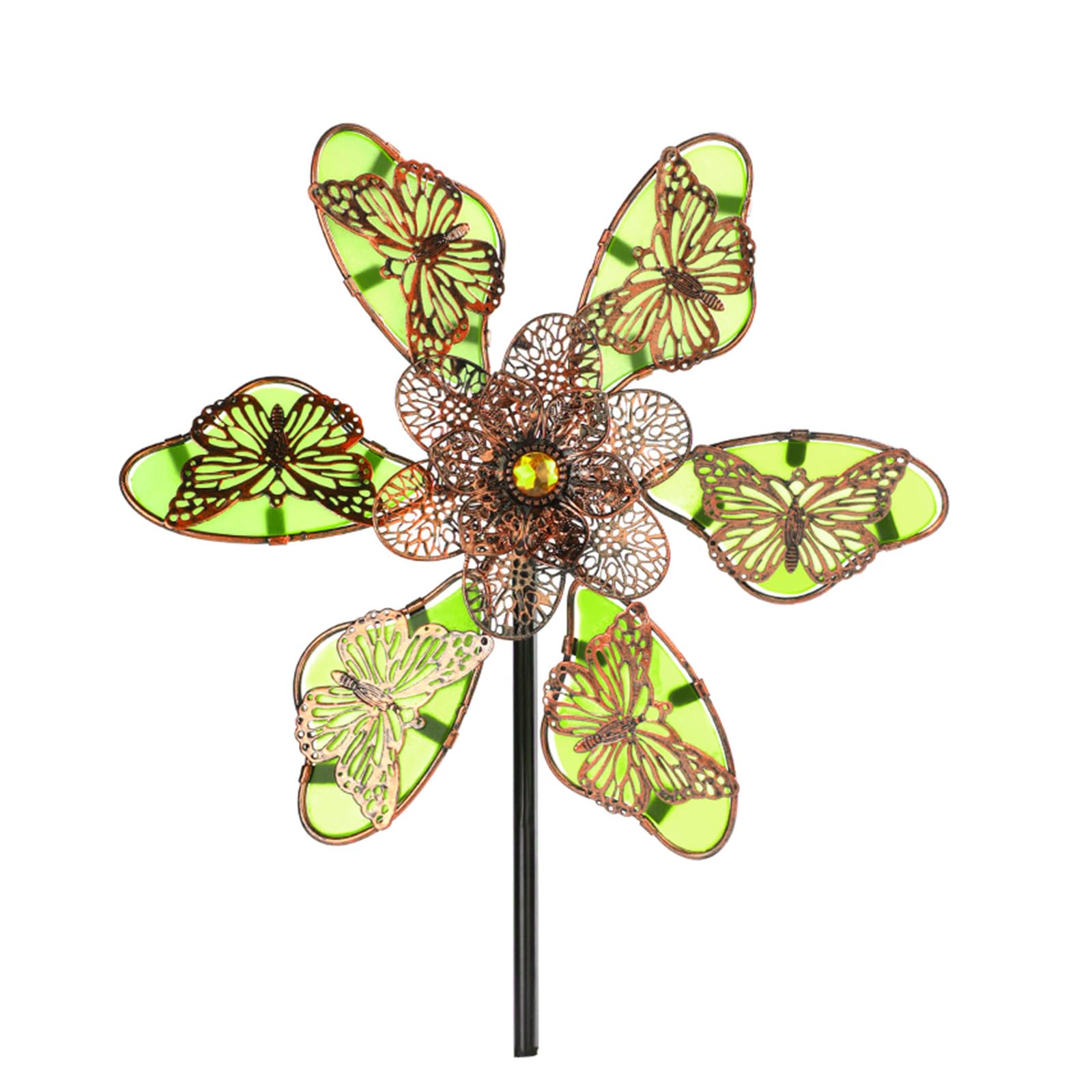 Weatherproof Metal Windmill Spinner Carving Patio Lawn Garden Outdoor Space Rotating Art Decor Night Luminous Outdoor Windmill Decoration