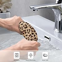 Vista 6 de Perinsto Toalla de mano con estampado de leopardo, toalla decorativa de piel de animal, multiusos para baño, cocina, gimnasio y spa, 27.5 x 15.7