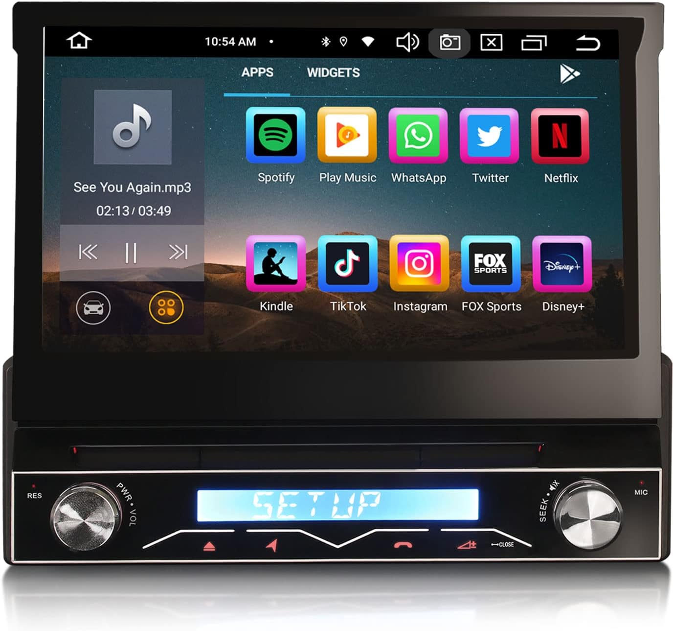 Autoradio Erisin Android 14 1 Din Con Schermo Motorizzato 7 Pollici - CarPlay Wireless, GPS, DSP