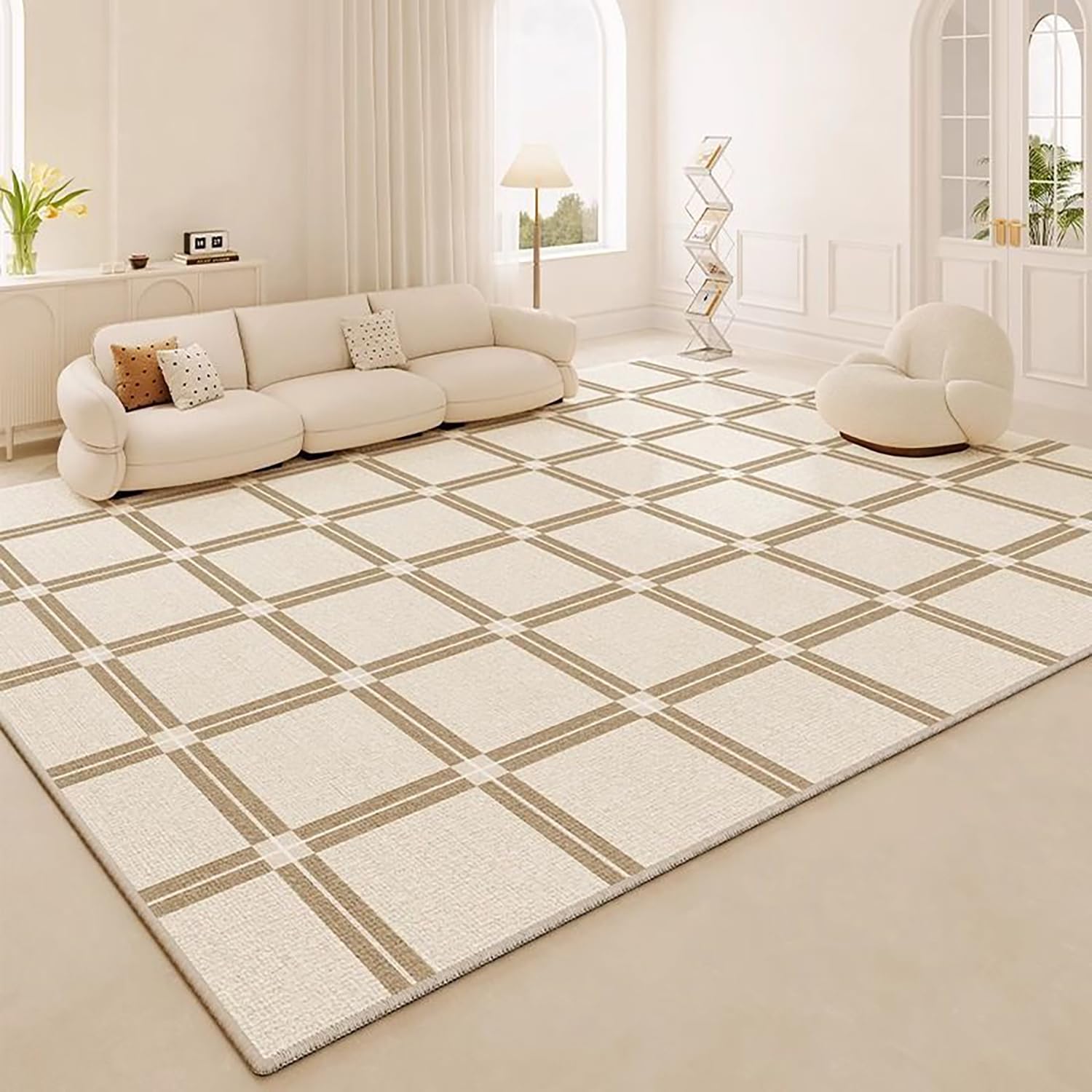 Tapis de chambre 160x230 cm crème doux et moderne pour habiller votre sol