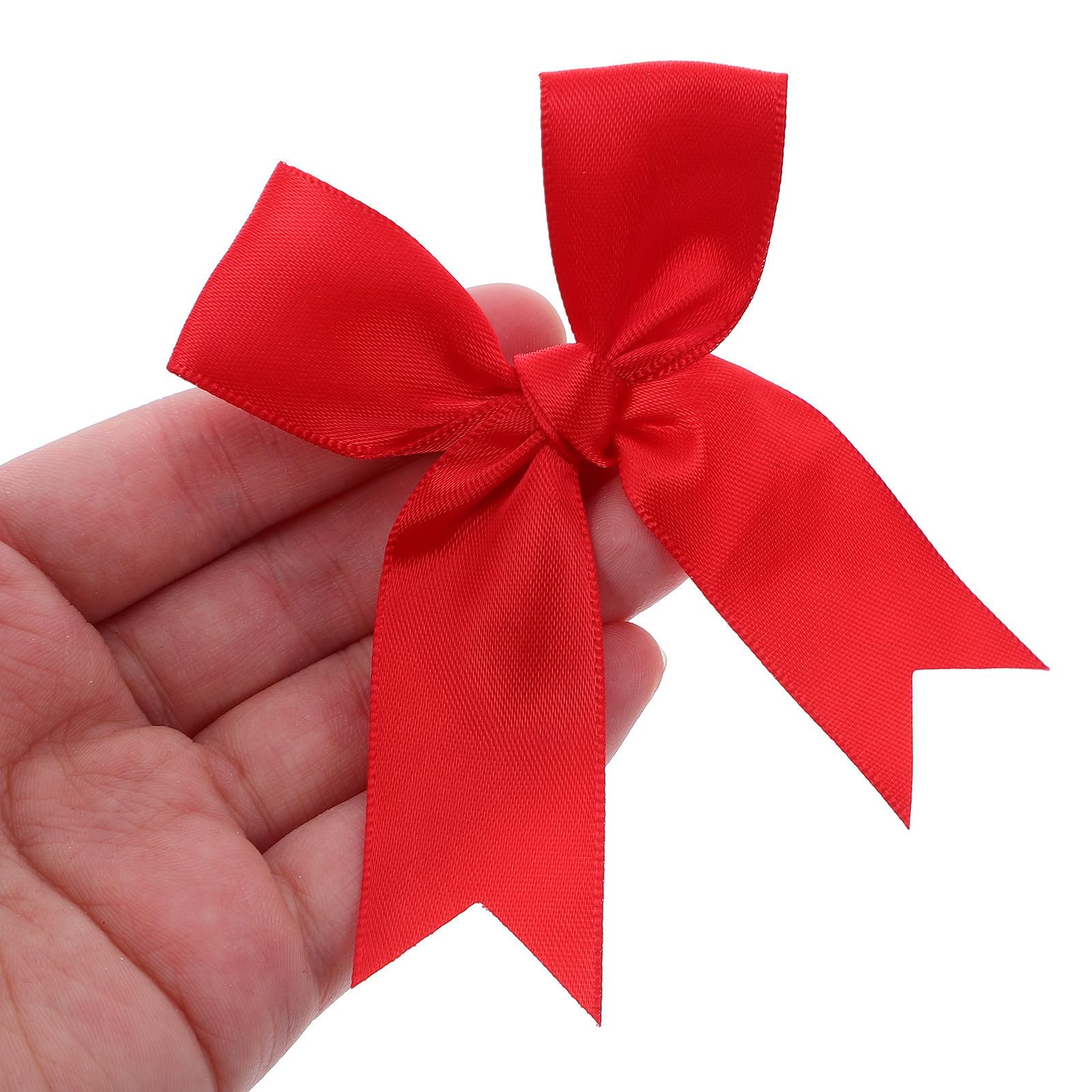 Healvian 250 Stück Handgefertigte Rote Kleiner Schleifen aus Polyester mit Vorgebundener Befestigung für Tortendekoration und Süßigkeitentüten zu Weihnachten und Hochzeit