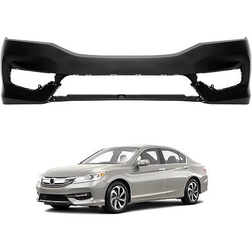 Front Bumper Cover compat Primed W/o Sensor Holes for Hon·da Accord EX EX LX S SE Sport Sedan 4-Door 2.4L 3.5L 2016-2017, Replacement for HO1000302 71101T2FA50ZZ