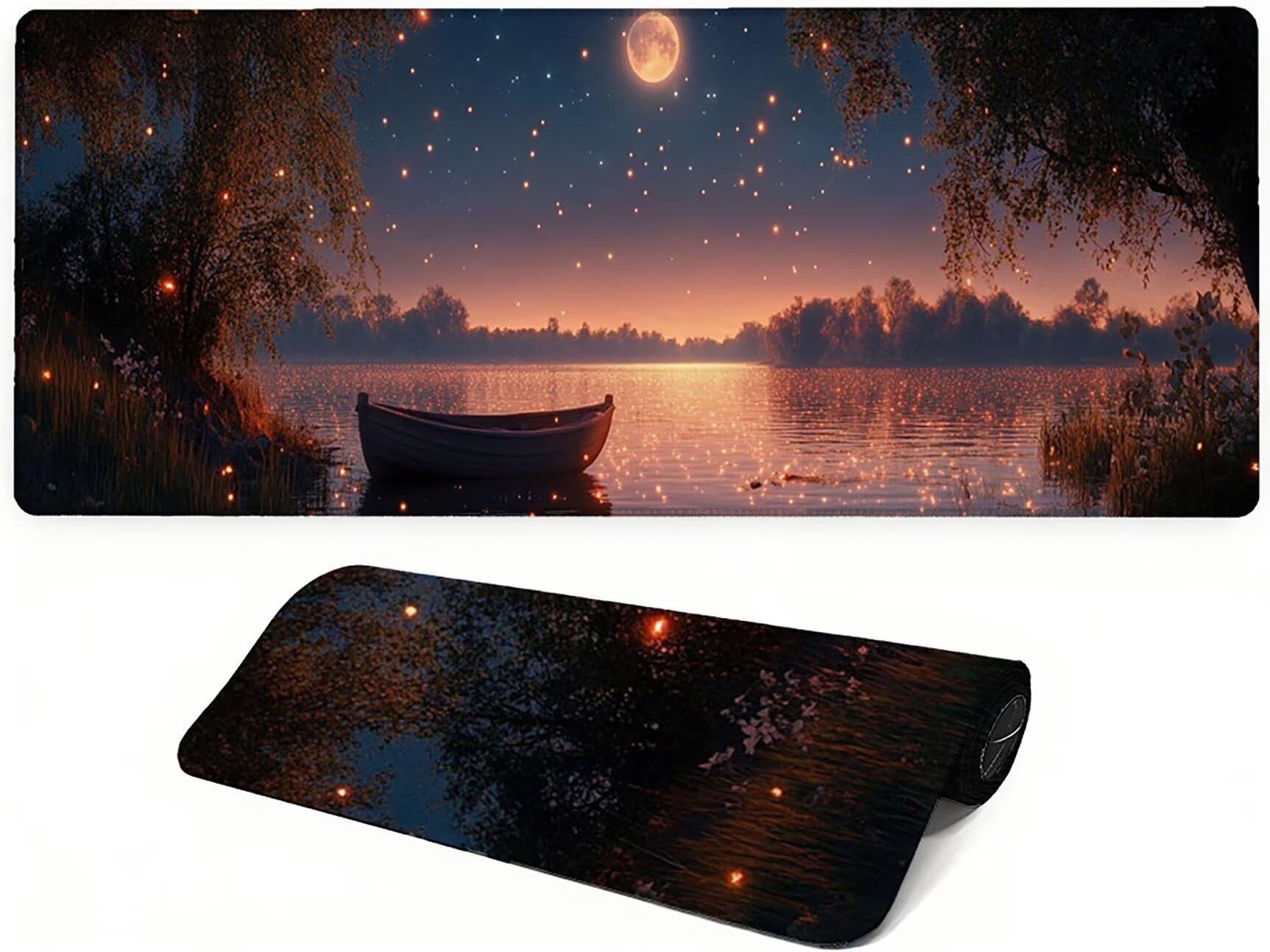 Lejnlnng Podkładka pod mysz do gier XXL, 120 x 60 cm, na biurko, gwiaździste niebo, wodoodporna podkładka pod mysz XL, antypoślizgowa gumowa podkładka pod mysz z przeszytymi krawędziami do biura, do