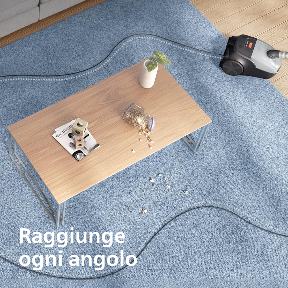 ‎Philips Serie 2000 Aspirapolvere con Sacchetto – Compatto e Leggero, 800W, Filtro HEPA Cattura il 99,9% della Polvere, Bocchetta Multiuso, Raggio d'Azione 9m, Sacchetto Polvere Grande (XD2142/12)