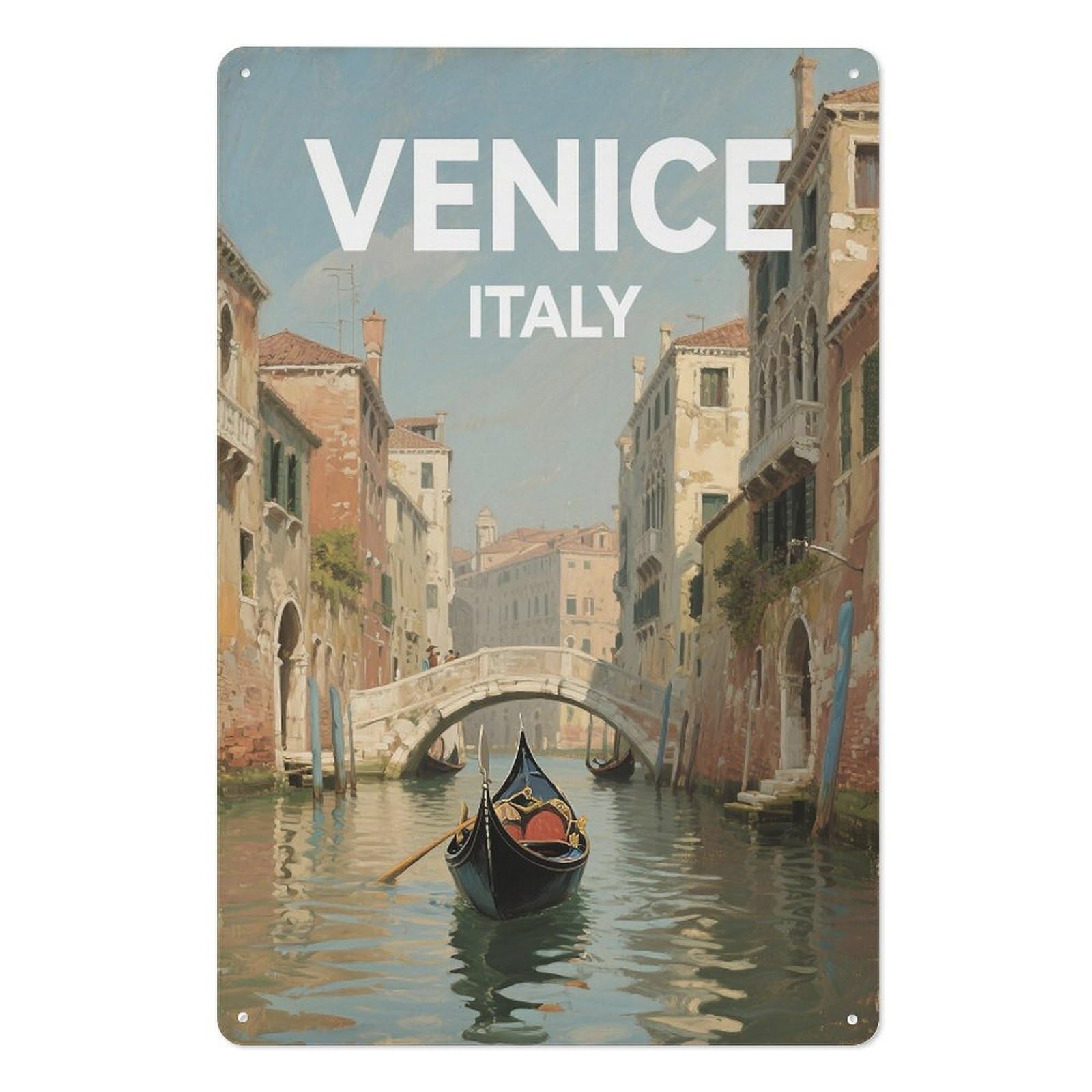 Venice Italy Retro Design Tin Paintings Vintage Tin Sign 08x12inch(20x30cm) Wall Art for Home Office Bedroom Living Room Cafes Wall Decor