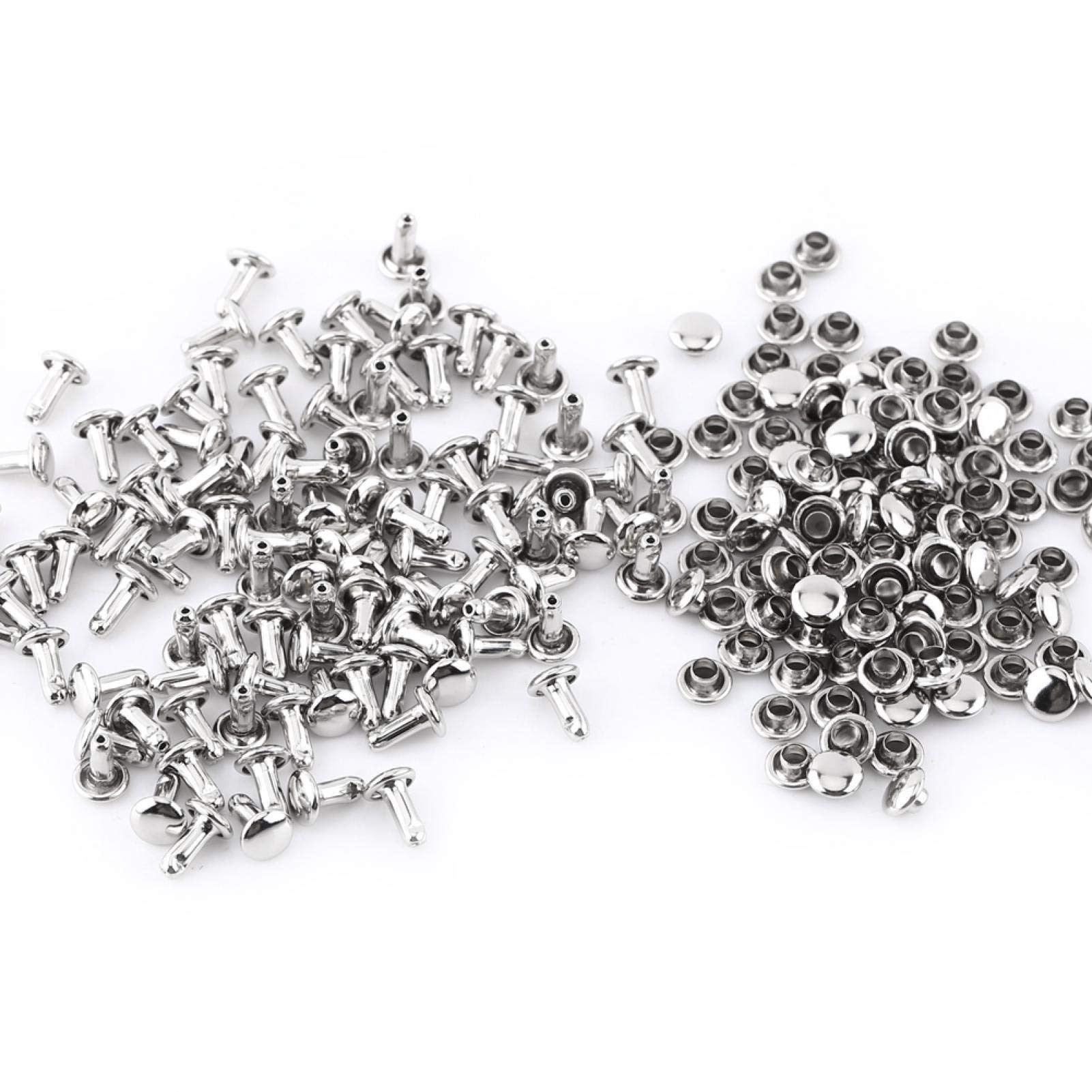 100pcs Double Cap Leather Rivets In Silver – For DIY Crafts, Repairing Shoes, Bags, Belts & More