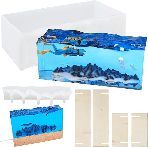 Juego de moldes de silicona de resina epoxi Sea Mountain Diorama Fish Tank Miniature