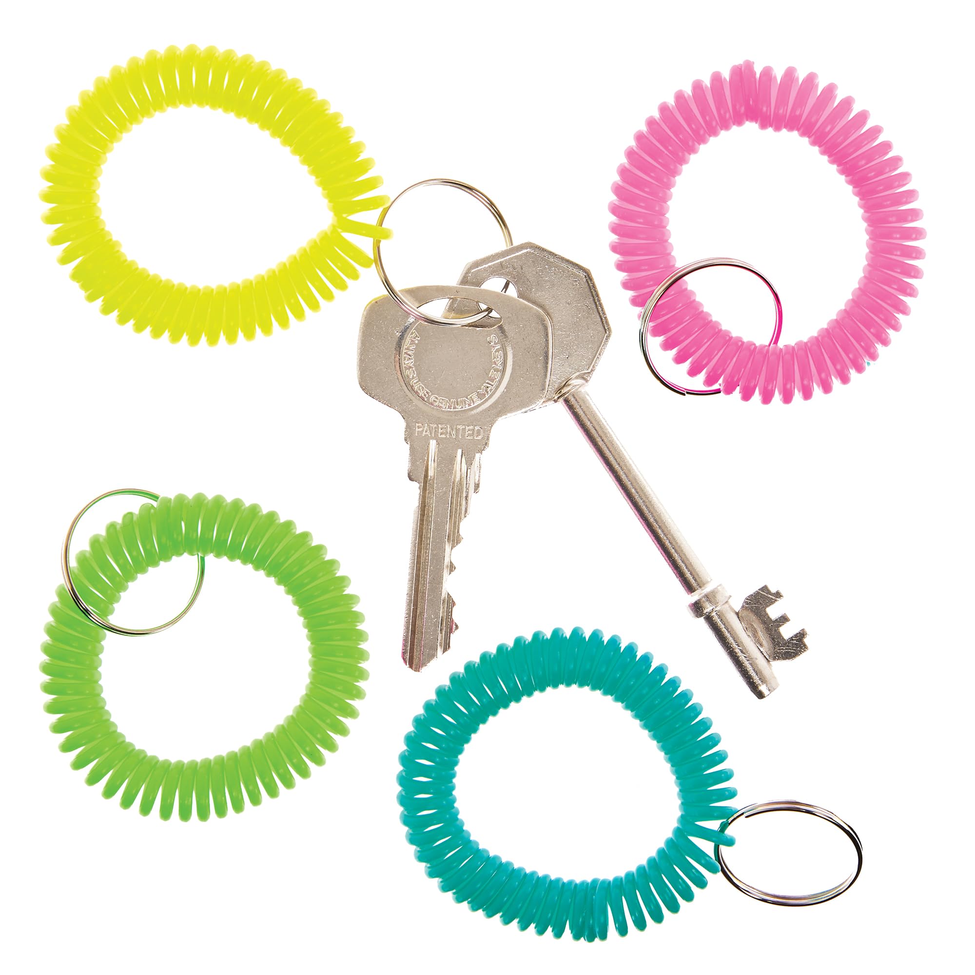 Baker Ross FN230 Spiral Keychains - Pack of 12, Keyring Party Bag Filler for Kids