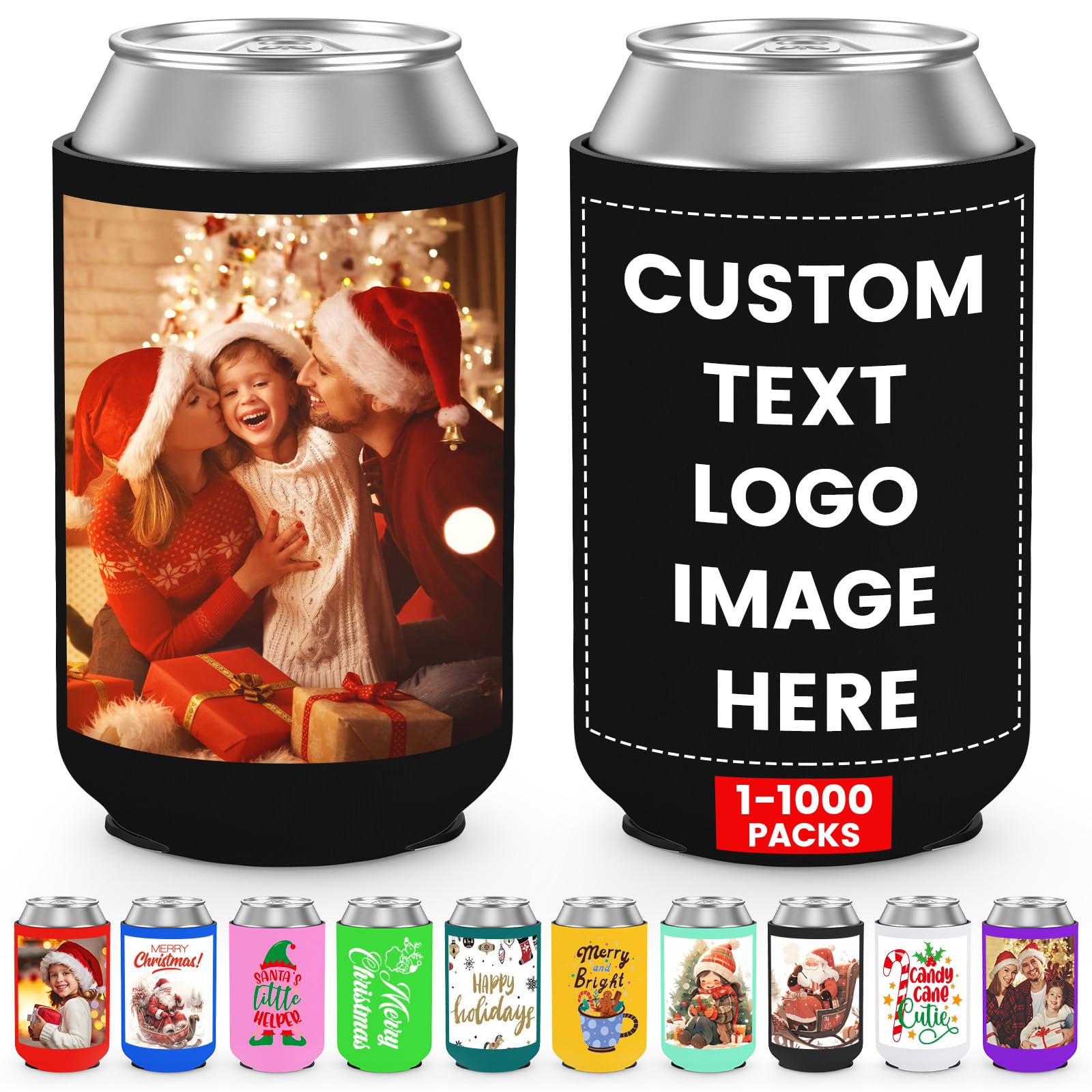 Custom Neoprene Can Cooler Sleeve 150 Pack Bulk Personalized Collapsible Insulated Can Sleeves Personalized Drink Holder for Summer Beach Birthday Party Supplies Holiday Decorations