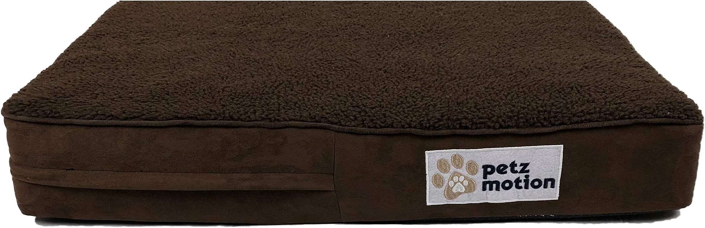 Petzmotion Premium Orthopaedic Memory Foam Dog Bed Mattress, Waterproof Liner, Washable Cover, Great for Pet Arthritis, Hip Dysplasia Etc. (X-Large, Brown Plush)