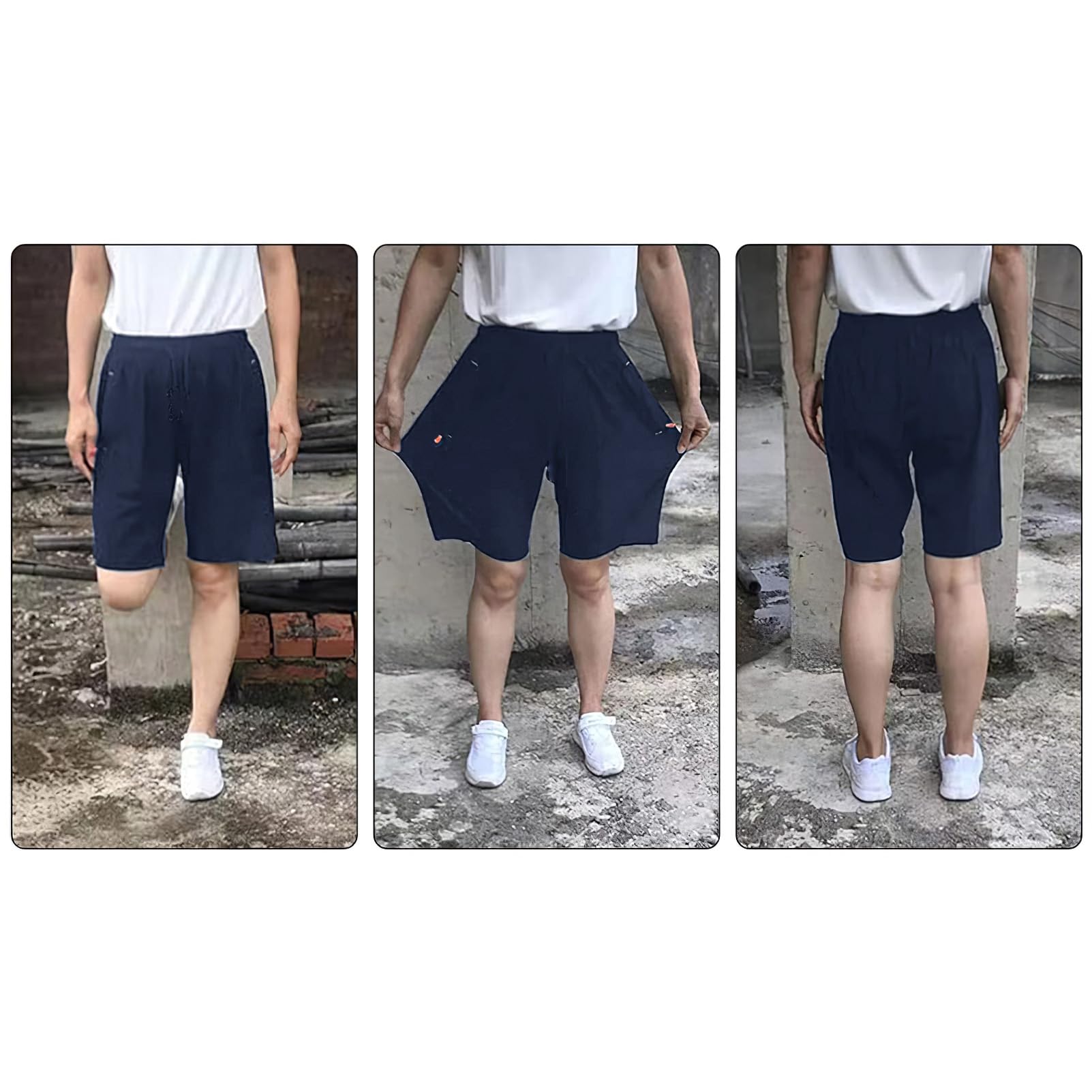 Garçons Lot de 2 Shorts de Sport Séchage Rapide Shorts de Running avec Poches Zippées et Bande Réfléchissante pour 4-13 Ans