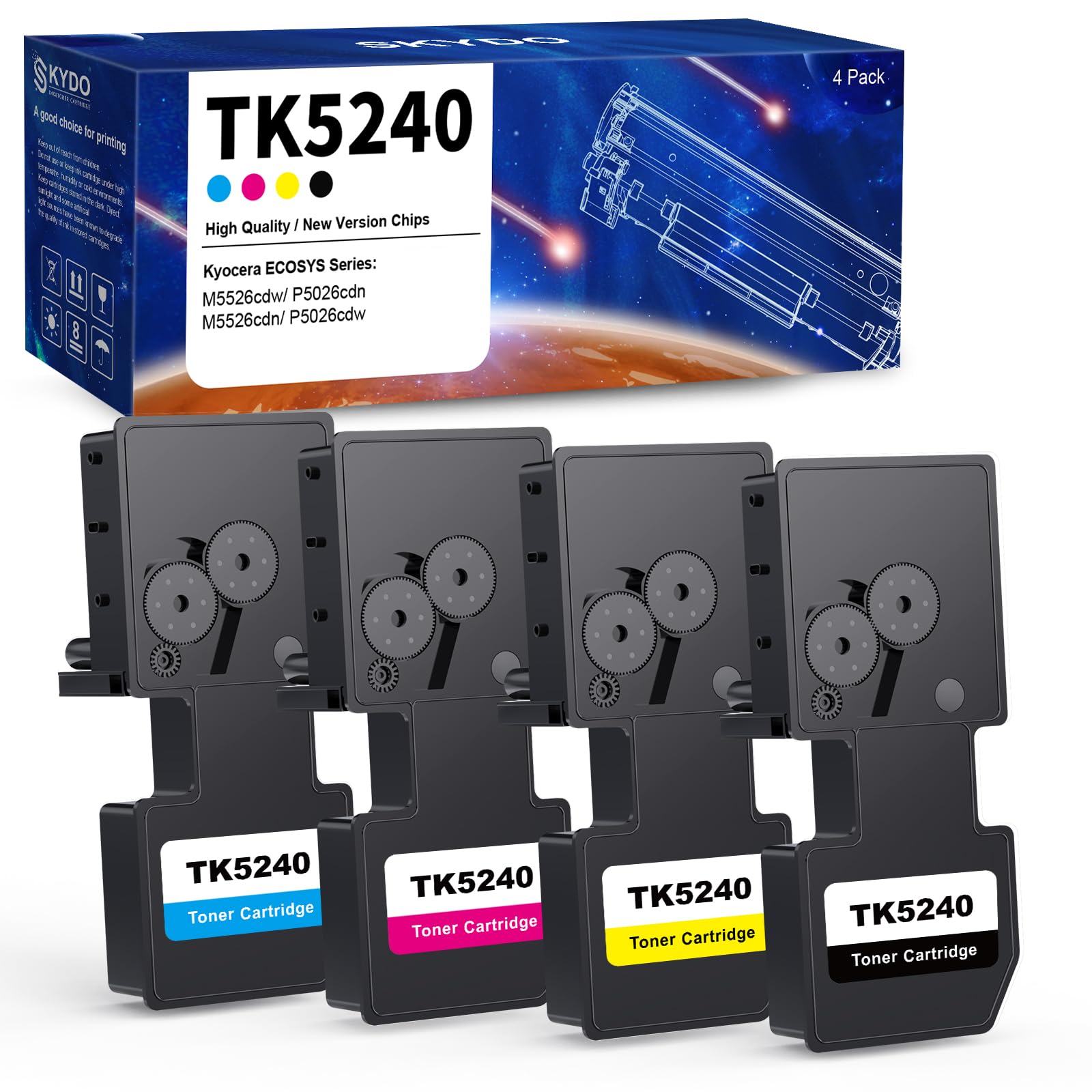 2 Toner Neri TK-5240 Compatibili Per Kyocera ECOSYS M5526cdw E P5026cdn – 4000 Pagine Ciascuno