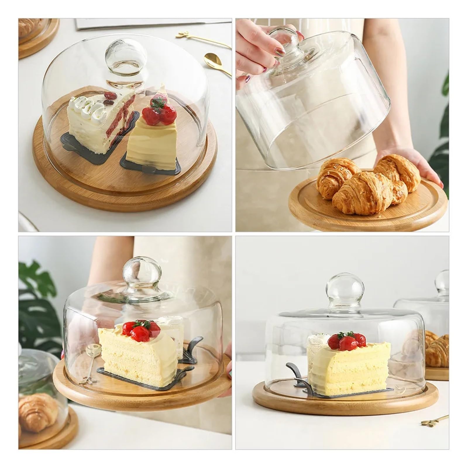 Générique Dôme et assiette à gâteau rond en verre de 21 cm