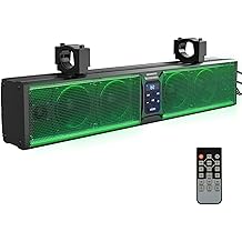 KEMIMOTO 6-Speaker Metal UTV Sound Bar, 25-inch IP65 Waterproof Golf Cart Sound Bar, ATV Speaker Bluetooth with RGB, SxS Soundbar Compatible with Polaris RZR Can-Am w/ 1.25 in - 2 in Roll Bar