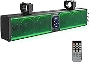 KEMIMOTO 6-Speaker Metal UTV Sound Bar, 25-inch IP65 Waterproof Golf Cart Sound Bar, ATV Speaker Bluetooth with RGB, SxS Soundbar Compatible with Polaris RZR Can-Am w/ 1.25 in - 2 in Roll Bar