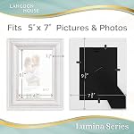 Langdon House 5x7 (13x18 cm) Real Wood Picture Frames (Weathered White - Gold Accents, 2 Pack), French Country Style Wooden Photo Frame 5 x 7, Lumina Collection