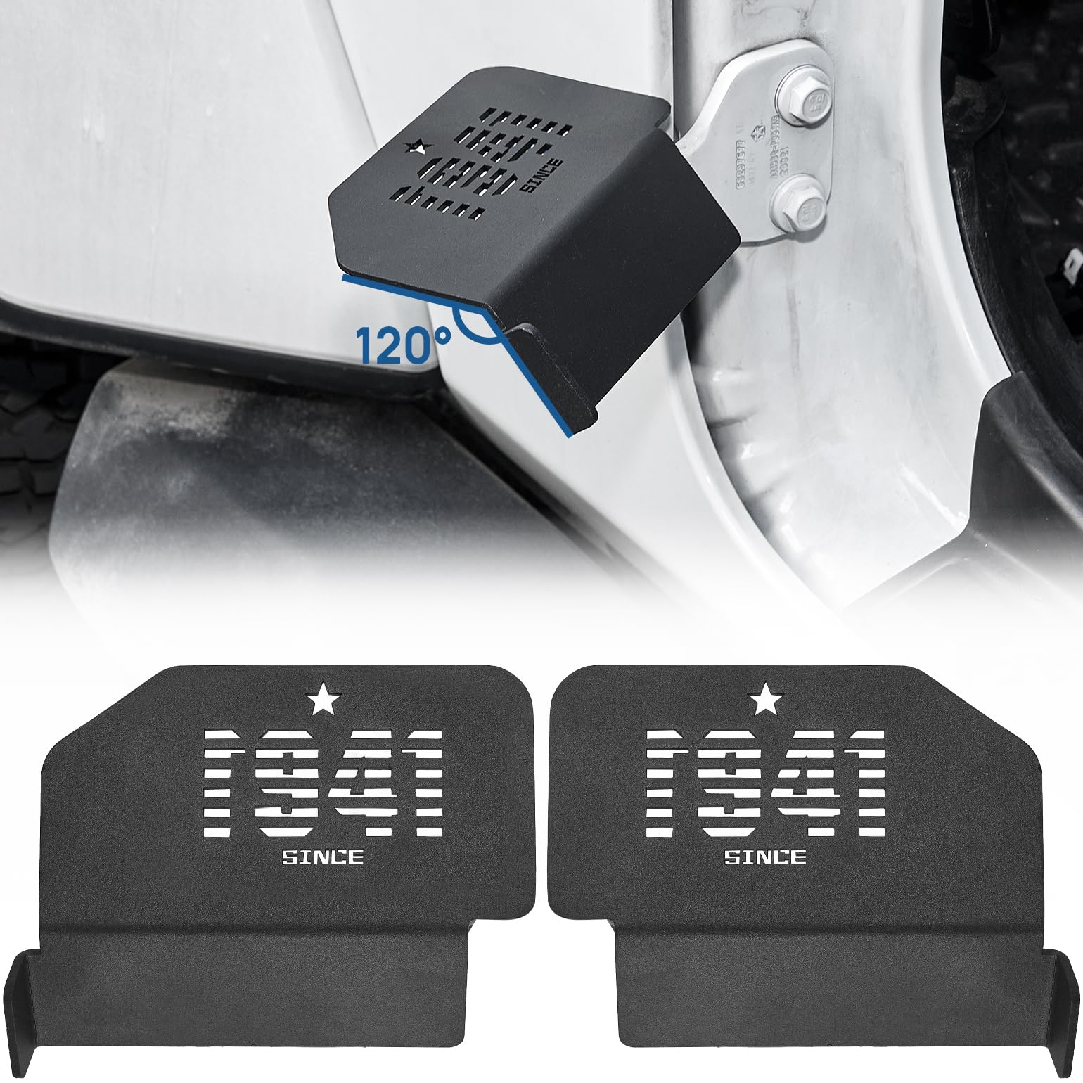 Gladiator JT Foot Pegs JOYTUTUS 120° Ergonomic Foot Pegs For Jeep Wrangler & Gladiator - No-Drill American Flag Design Jeep JL Foot Rests