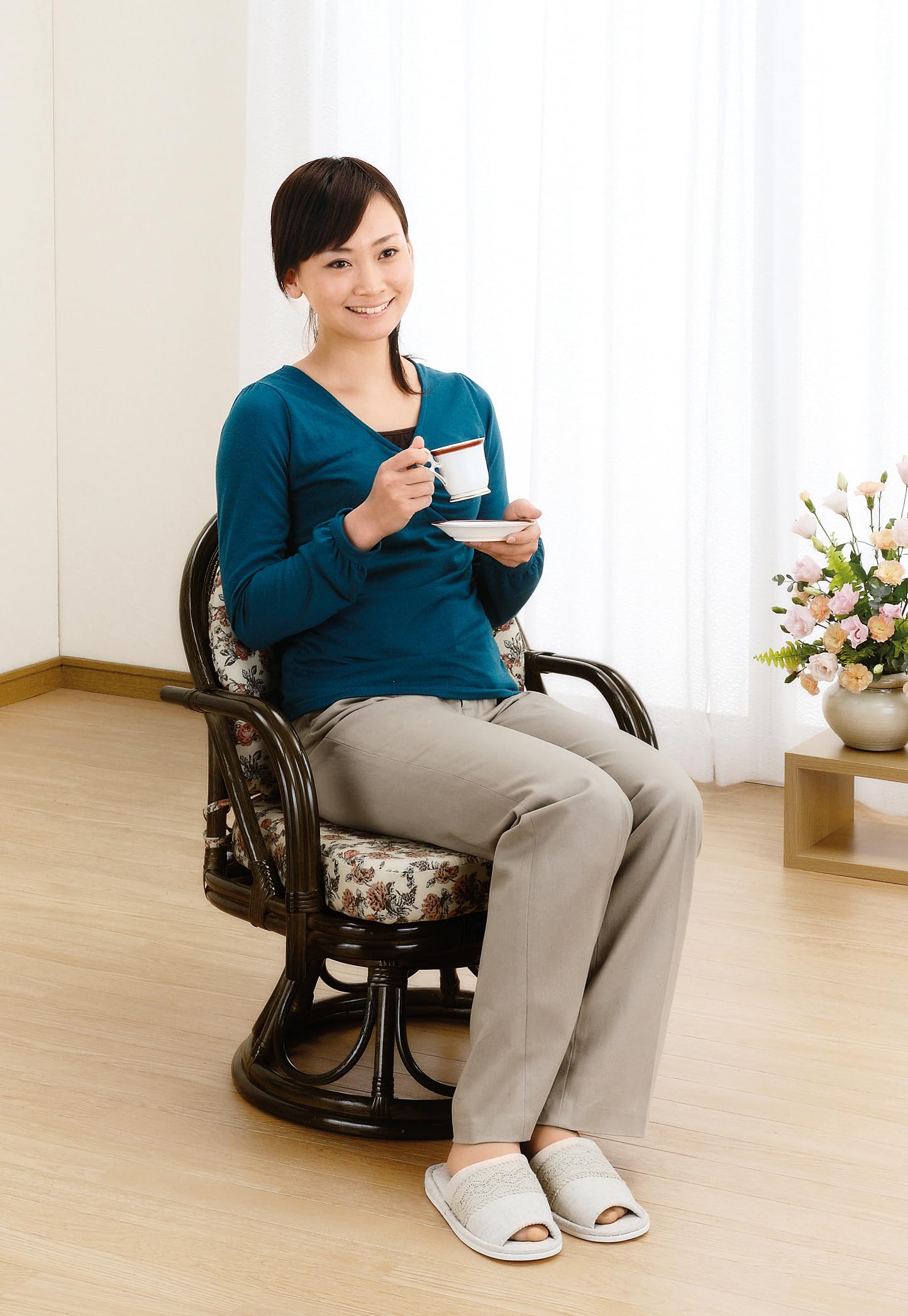 Amazon｜【今枝商店】籐 ラタン 回転座椅子 ラウンドチェア ミドルハイ