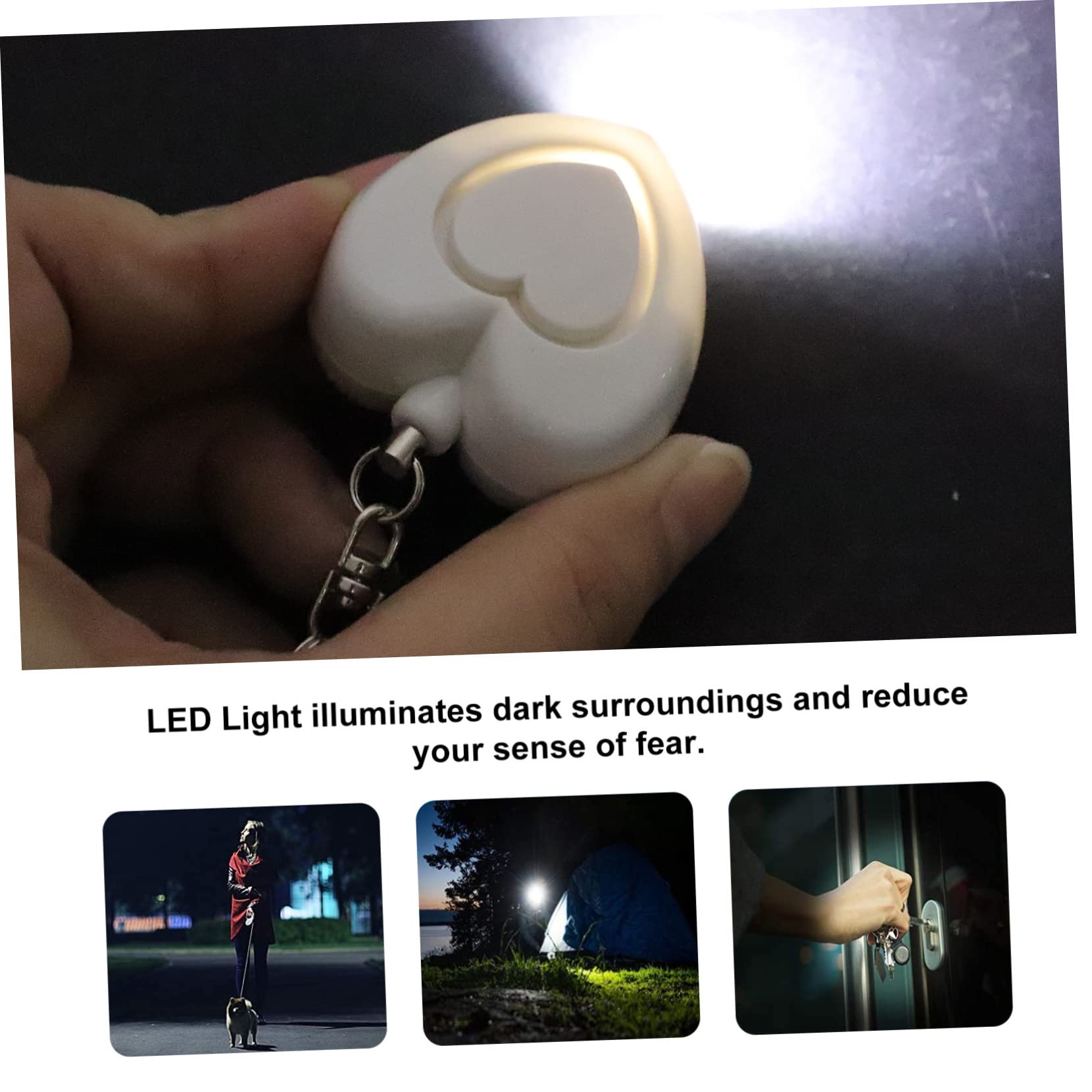 UKCOCO 5 Piezas Sirena Anti led Lights lamparas led Alarma de Seguridad para Mujeres Llavero de Alarma Personal Llavero de Seguridad para Mujer Bolsillo Equipo Dorrés Despertador