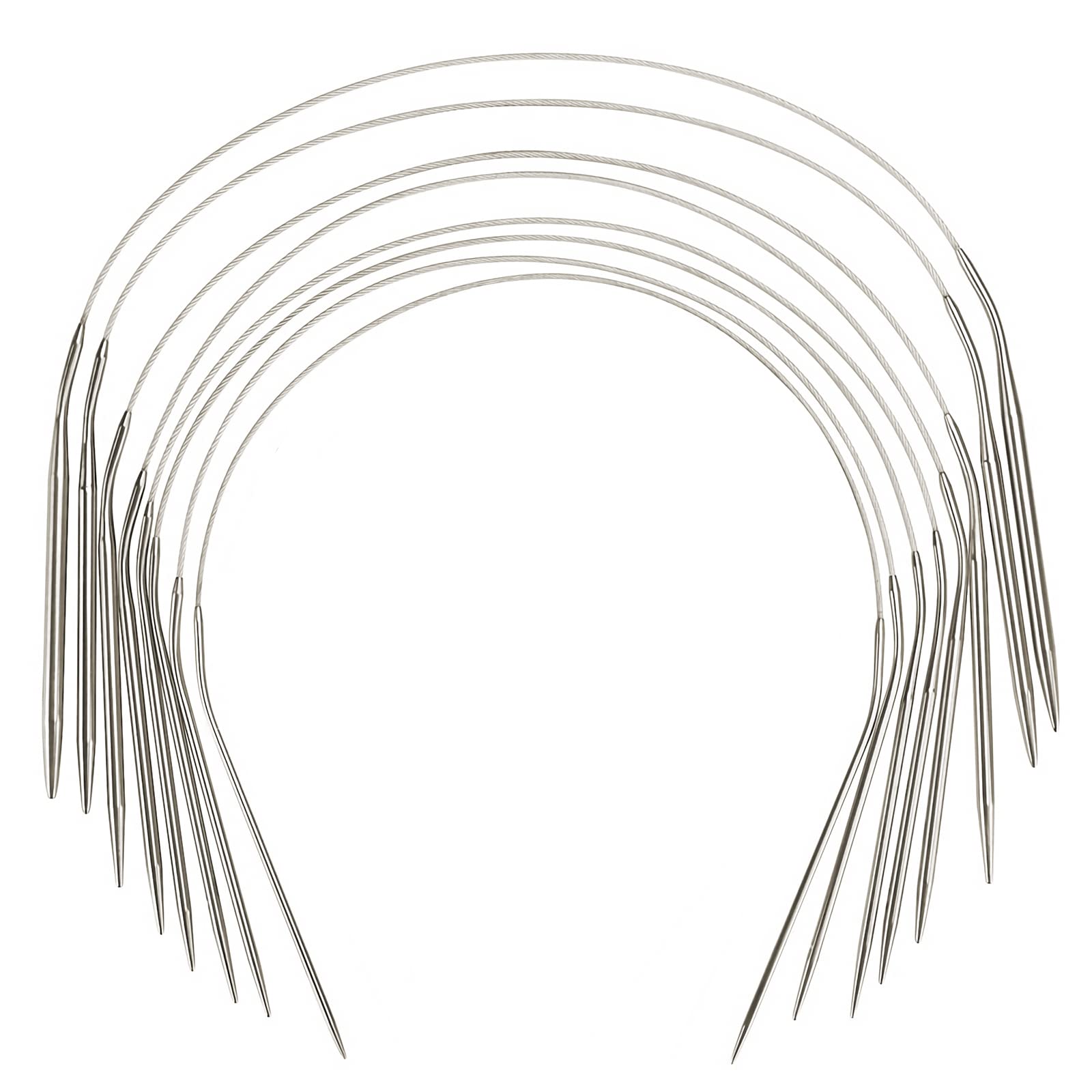 Set di 8 ferri da maglia circolari YUTOU, 80 cm, in acciaio inox, per progetti di tessitura, dimensioni 2/2,5/3/4/5/6/7/8 mm