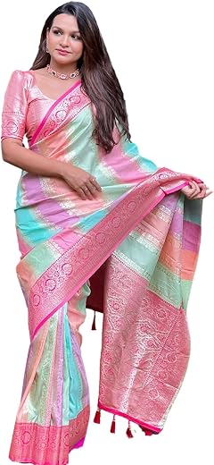 SGF11 Women's Kanjivaram Pure Soft Silk Sarees With Unstitched Blouse Piece
