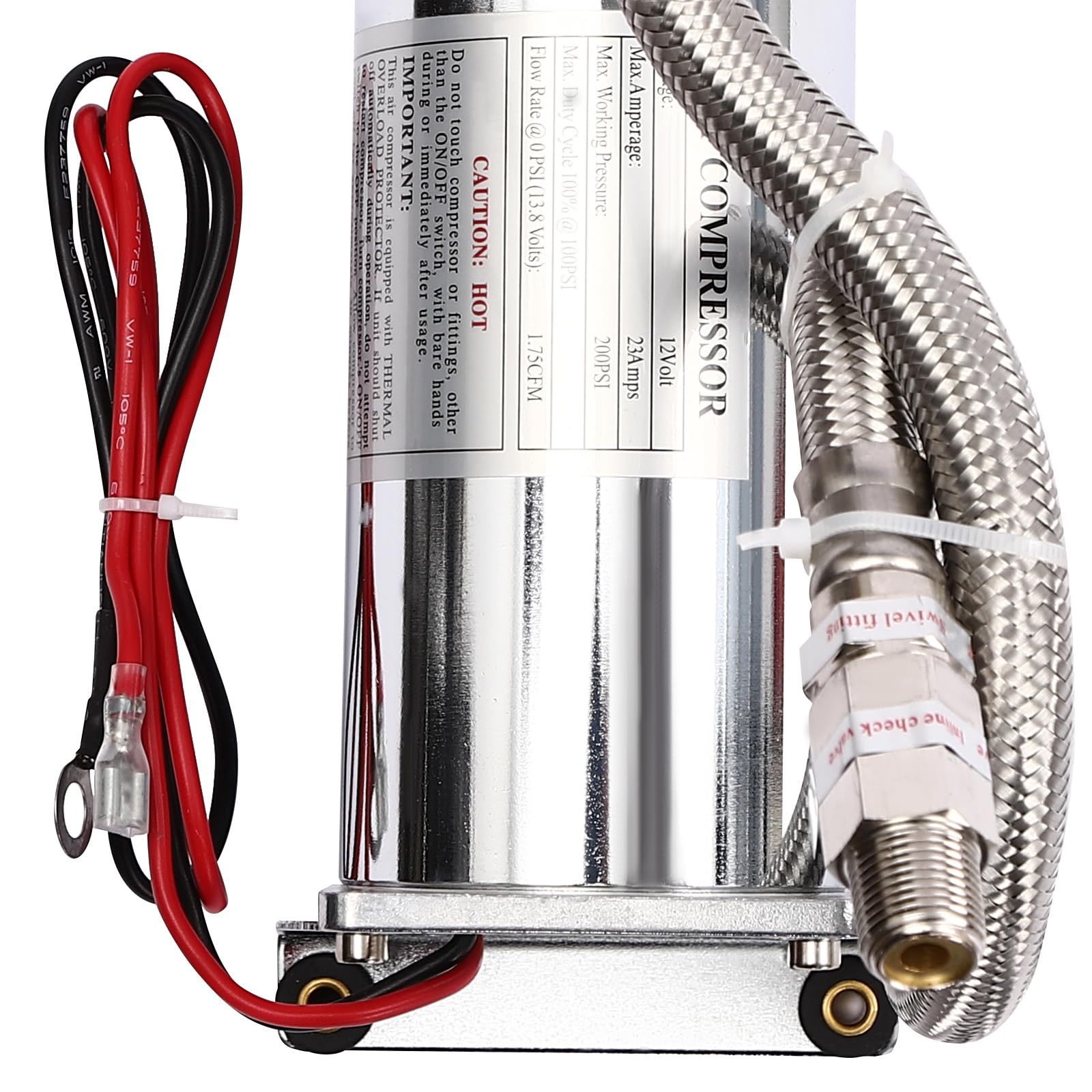 Compressore d'aria per auto, 12 V, massima pressione di esercizio 200 PSI, compressore d'aria ad alte prestazioni per clacson auto, pneumatici auto, sistemi di sospensione